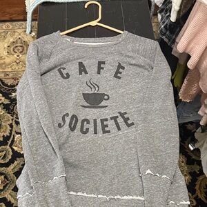 Sol Angeles Gray 'Cafe Societe' Graphic Crewneck Sweatshirt